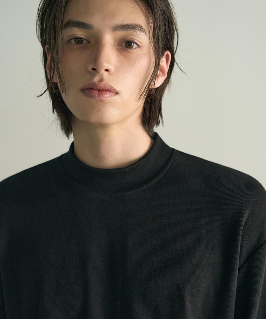 ROTEMBER Layered Mock Neck Knit T-Shirt [Black]