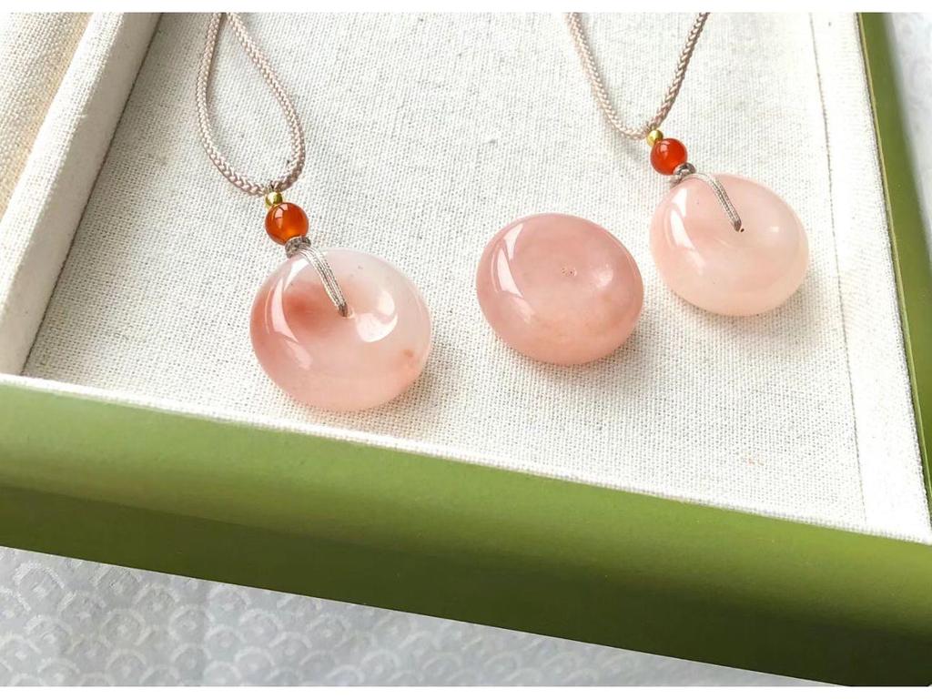 Xinjiang Peach Blossom Golden Silk Jade Pendant Necklace with Pink Jade Buddha Charm