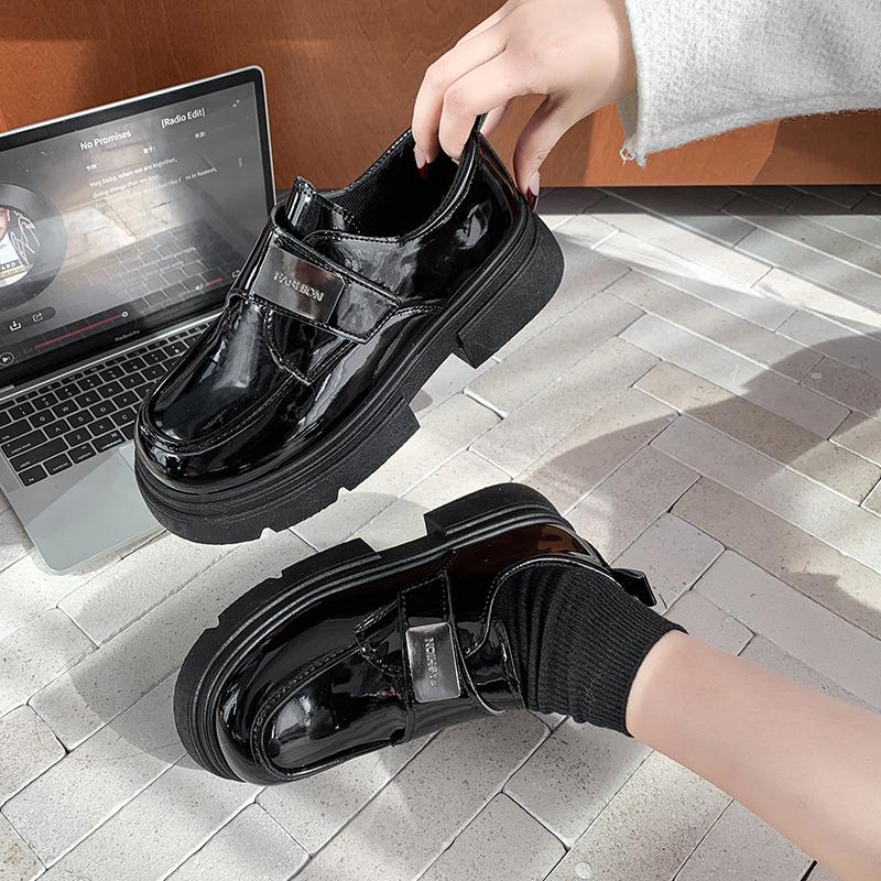 Autumn New Fashion Loafers Women'S Outerwear Casual Shoes Single Shoes Comfortable Versatile Thick-Soled Small Leather Shoes