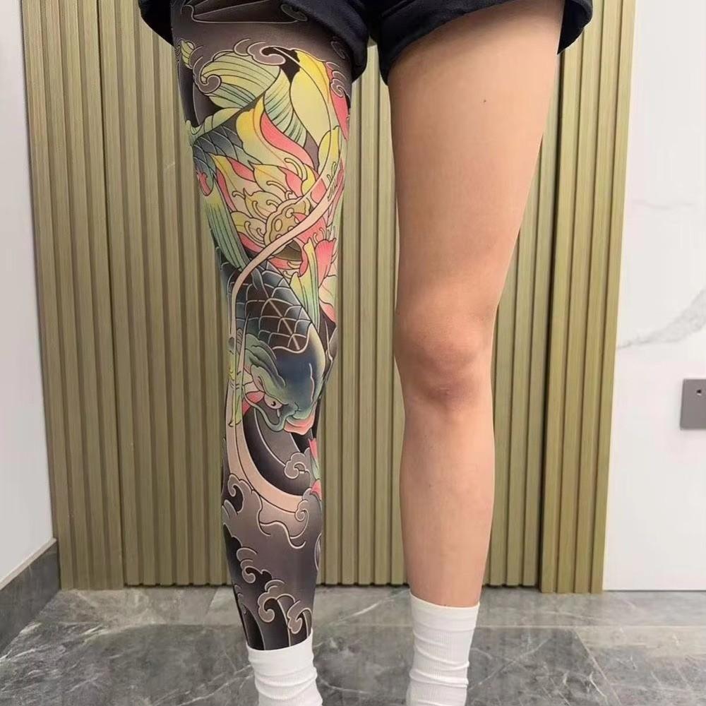 Printed Tights Fake Tattoo Socks Sun-proof Sexy Stockings New Fishing Elastic Socks  Unisex