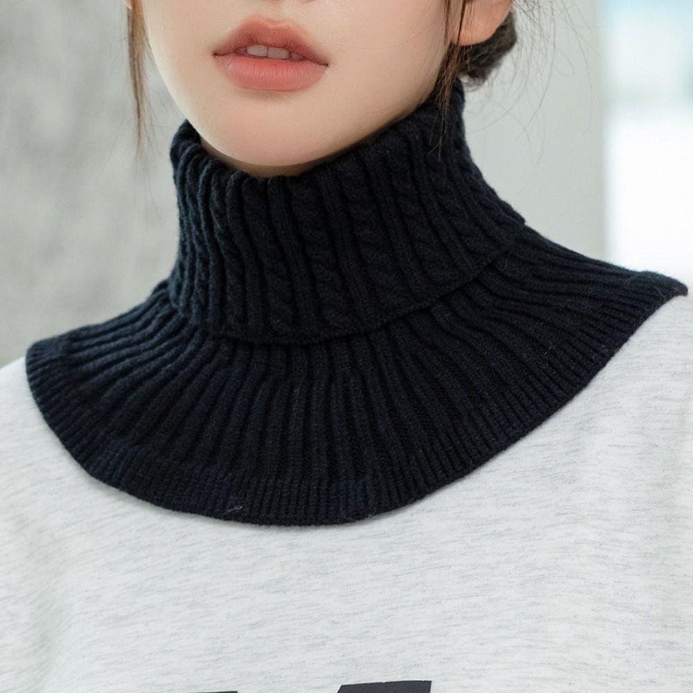 

Ребристый вязаный нагрудник, теплый шарф, шерстяной шарф, съемная водолазка с искусственным воротником для женщин чёрный