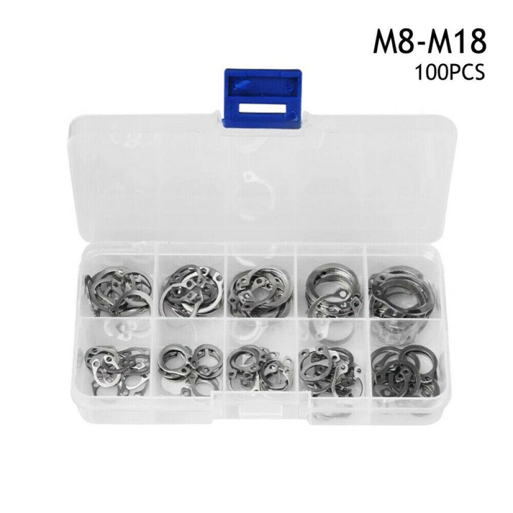 Retaining Ring 100pcs 304 Stainless Steel 8-18mm Assortment