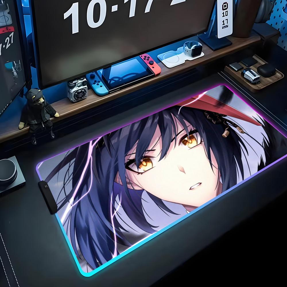 

kujou sara Mouse Pad RGB Gaming Mousepad Big LED Pad PC Desk Mat Luminous Mouse Pad Large Keyboard Mats Table Rug With Backlit RGB600x300x3mm