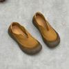 Johnature Vintage Handmade Genuine Leather Loafers Round Toe Thick Soled Cowhide Women's Slip-on Shoes