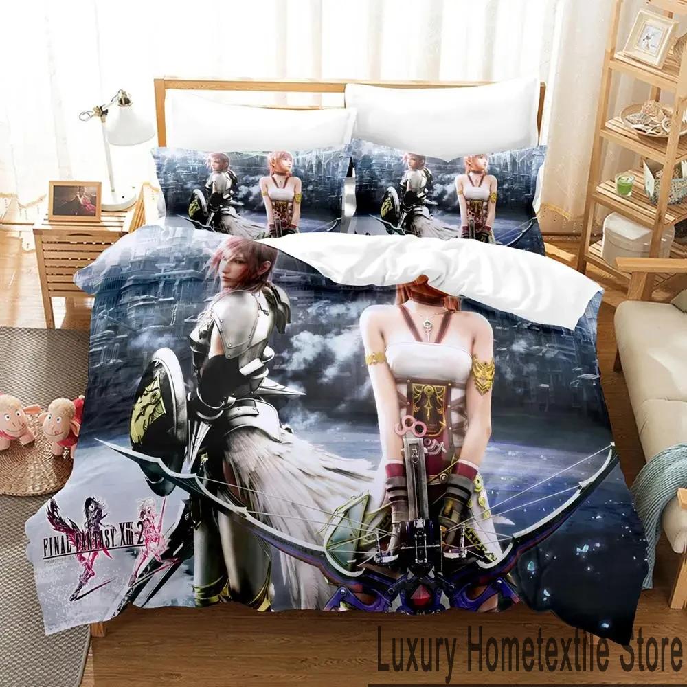 3D Print Anime Game FINAL FANTASY XIII-2 Bedding Set Boys Girls Twin Queen King Size Duvet Cover Pillowcase Bed Boys Adult