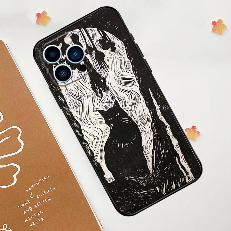 Witch Black Cat Phone Case For iPhone 17 Pro Max 14 13 12 11 15 16 Pro Max Mini 16 Plus 16e 17 Air Funda