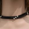Colier choker cu mărgele din oțel titan, simplu, cu șnur din piele întoarsă, lanț pentru claviculă, bijuterii de petrecere, colier guler dulce și cool