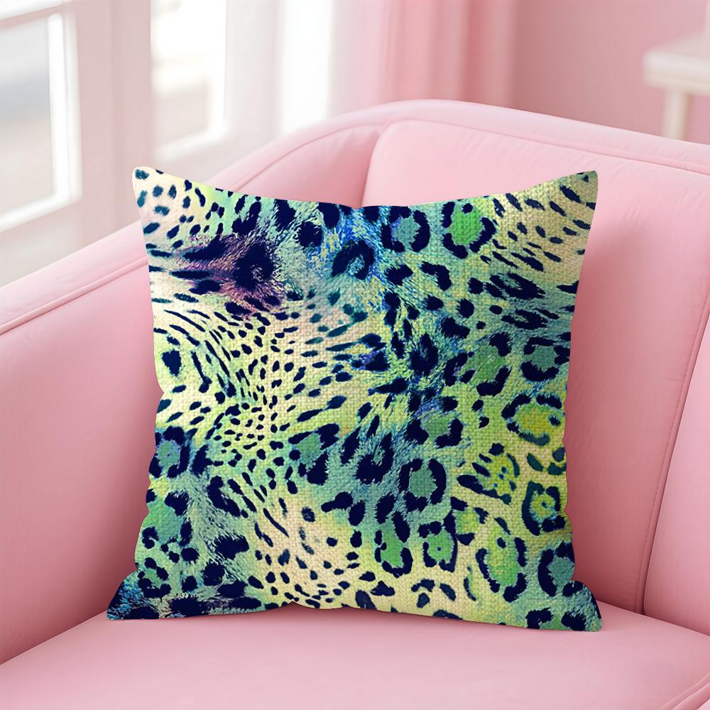 Leopard Print Fashion Cushion Cover Natural Linen Pillow Case DoubleSided Print Decorative Sofa Pillowcase Home Decor Gift
