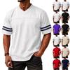 Men's Casual Classic Color-Block V-Neck Lightweight Breathable Short-Sleeve Top