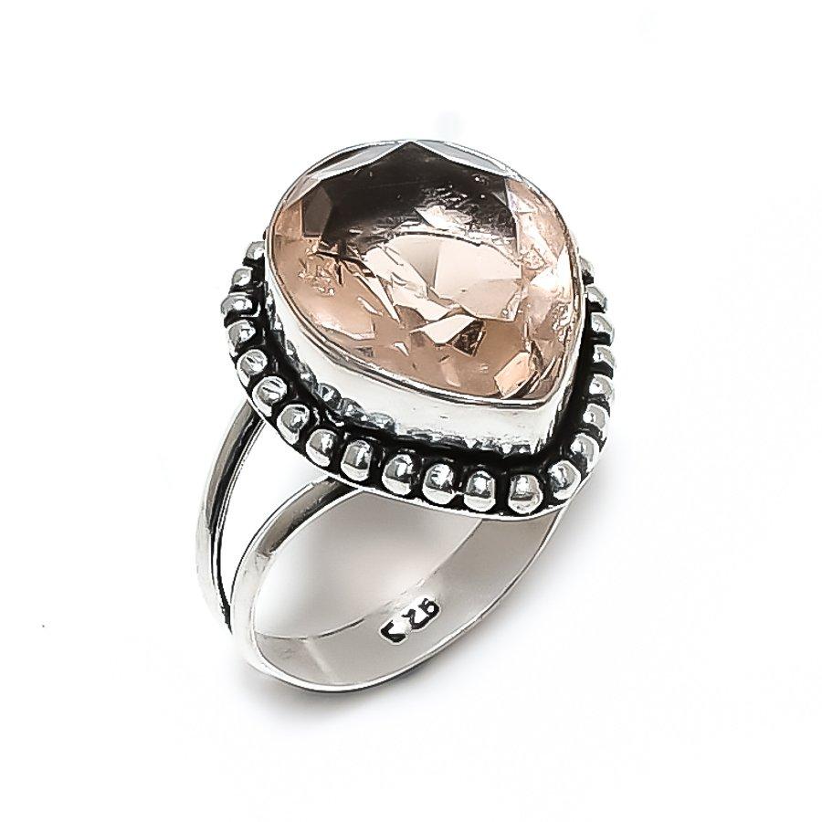 Natural Morganite Gemstone Handmade 925 Steling Silver Gift Ring Size 10.5 Y5r51