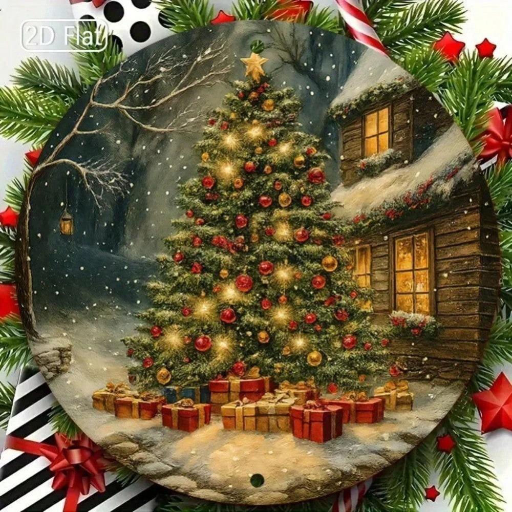 Iron Wall Art Modern Farmhouse Minimalist Christmas Decor Durable Holiday Living Room Round 20x20