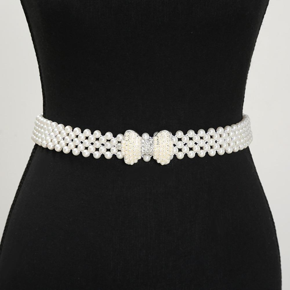 Široký elastický pas Bling dámský pásek Sweet Pearl pasový pásek sukně dekorativní