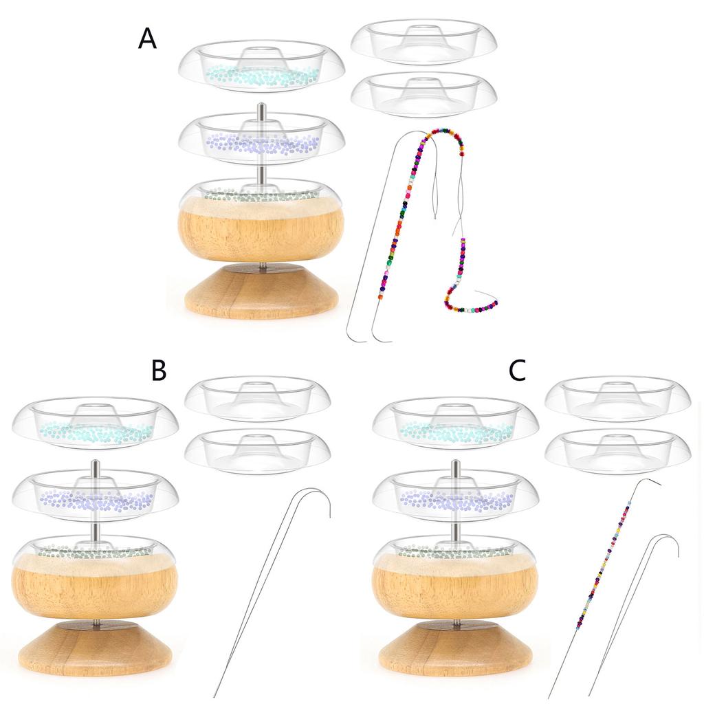 Bead Loader Bead Piercer Wood Manual Rotation Rice Bead Beader Quick Beading Diy Beading Artifact for Beading Crafts