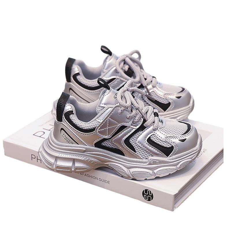 Children's Sports Shoes 2025 Spring and Summer New Trendy Brand Girls N-word Mesh Shoes Breathable Mesh Boys Dad Shoes