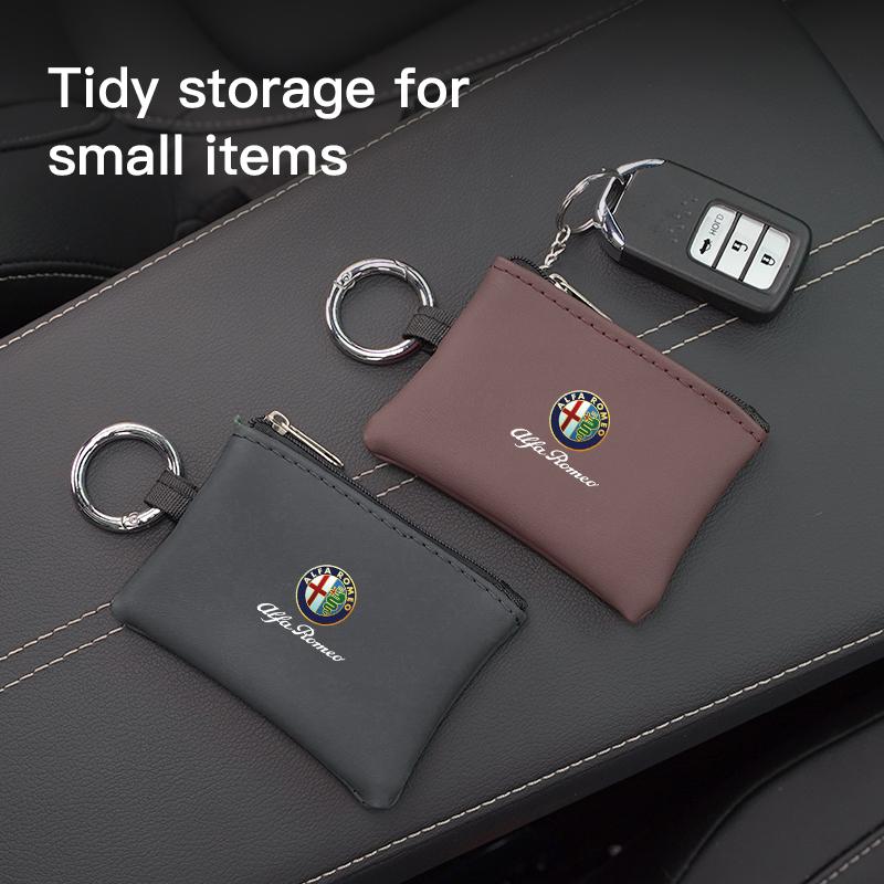 Kožená taštička na klíče od auta Peněženka na mince Mini pouzdro na karty Pro Alfa Romeo Giulia Stelvio Giulietta 156 159 147 Mito Tonale Brera Disco Vol