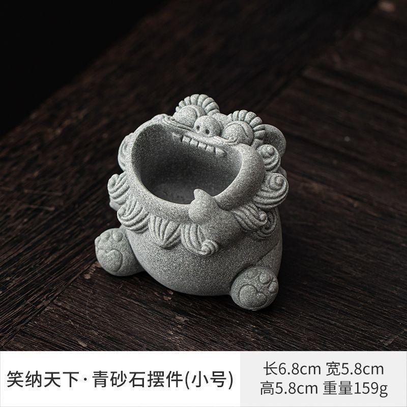 

Lion Anti-soot Desktop Ornament,Fish Tank Landscaping Piece,Blue Sand Stone Dragon Master Magic Child Nezha Creativity Figurines