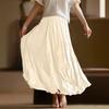Women's  Casual Pleated Solid Color Half Skirt, Pleated A-line Skirt, Large Swing Floor-length Skirt