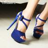 Women's Super High Heel Sandals Ankle Buckle Strap Platform Stiletto Rhinestone Bow Dress Banquet Shoes for Women Fashion Pumps