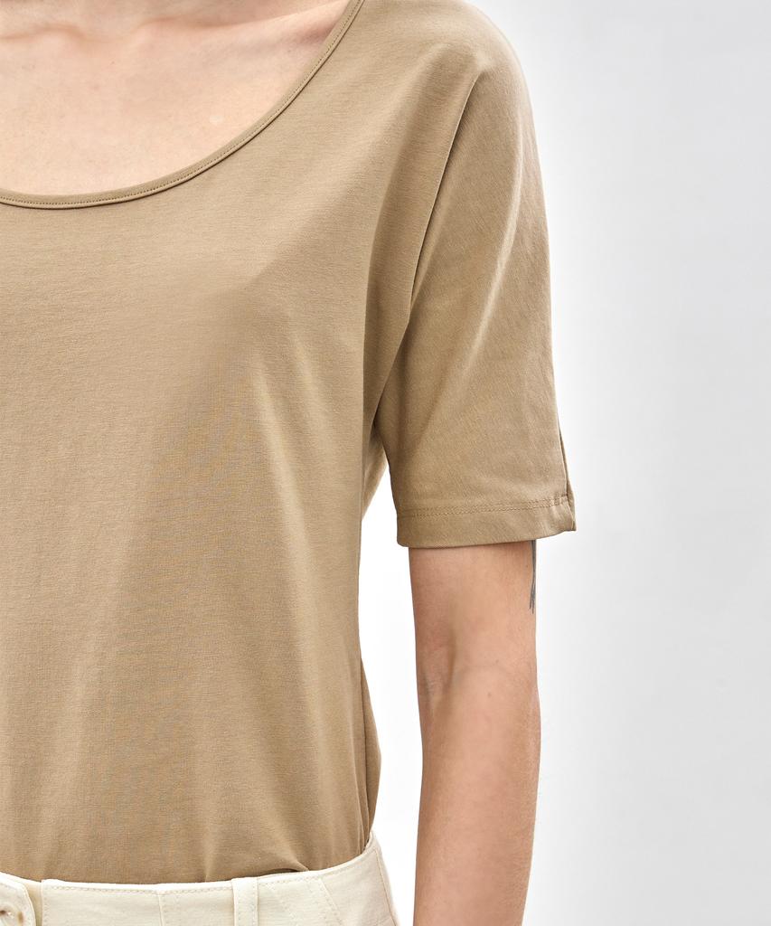 NOTIA Slim Fit U Neck T-Shirts - Beige