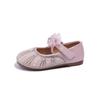 Girls' Crystal Princess Shoes2026Spring and summer new children's pearl and rhinestone bow performance shallow leather shoes