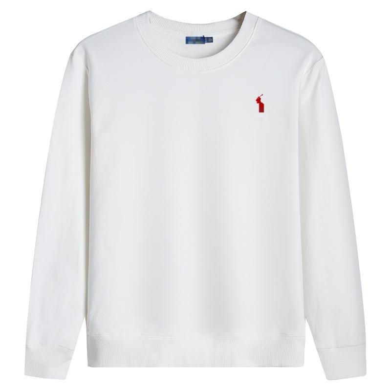 Mens Cotton Crewneck Long Sleeve Pullover Sweatshirt With Embroidered Classic British Style Slim Fit