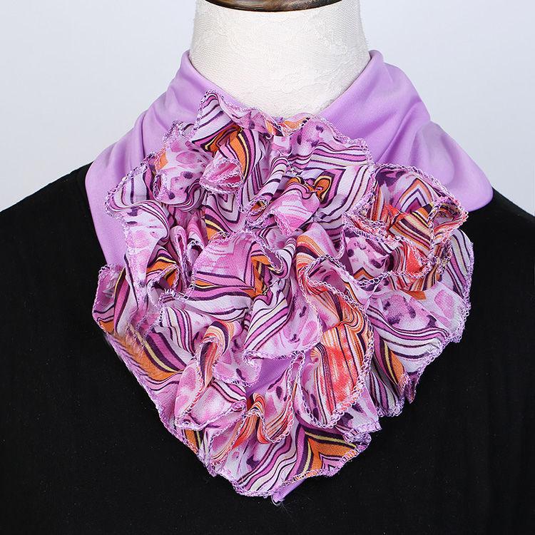 Korean Floral Chiffon Neck Guard False Collar Hedging Scarf Summer Women Ice Silk Protect Cervical Elastic Bib Headneck P51