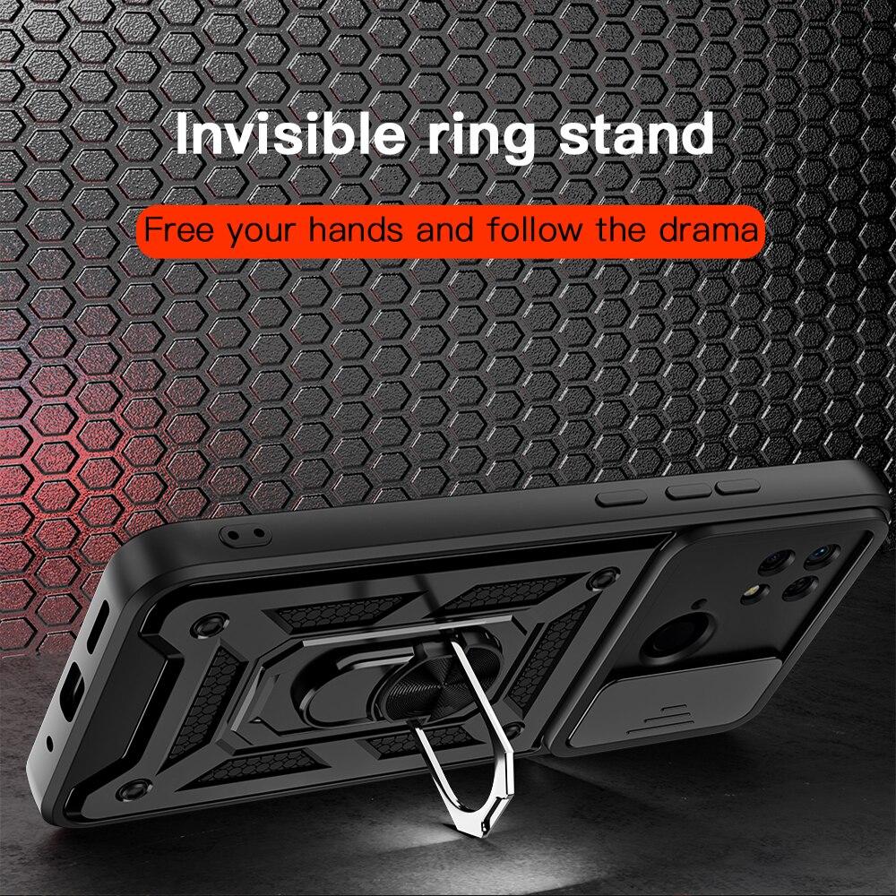 KEYSION Nárazuvzdorné pouzdro pro Redmi 10C 10A Push Pull Camera Protection Kryt telefonu pro Xiaomi Redmi 10 2022