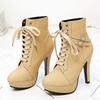 European & American Style Stiletto Heel Platform Ankle Boots with Buckle