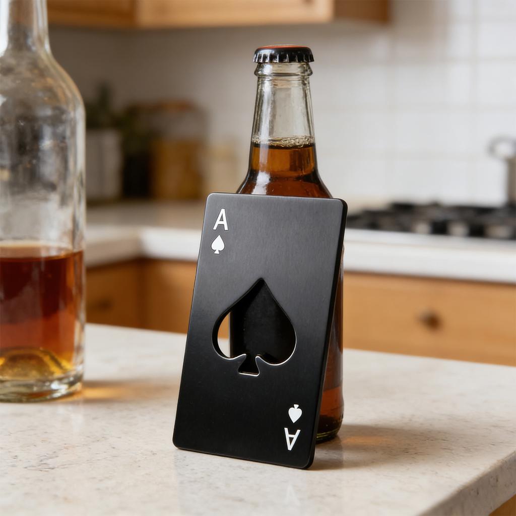 Stainless Steel Bottle Opener Spade A Shape Poker Design for Home Party Decoration