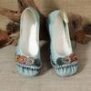Leather Shallow Mouth Single Shoes Women's Beef Tendon Sole Round Head Light Non-slip Soft Sole One Pedal Shoe Flower