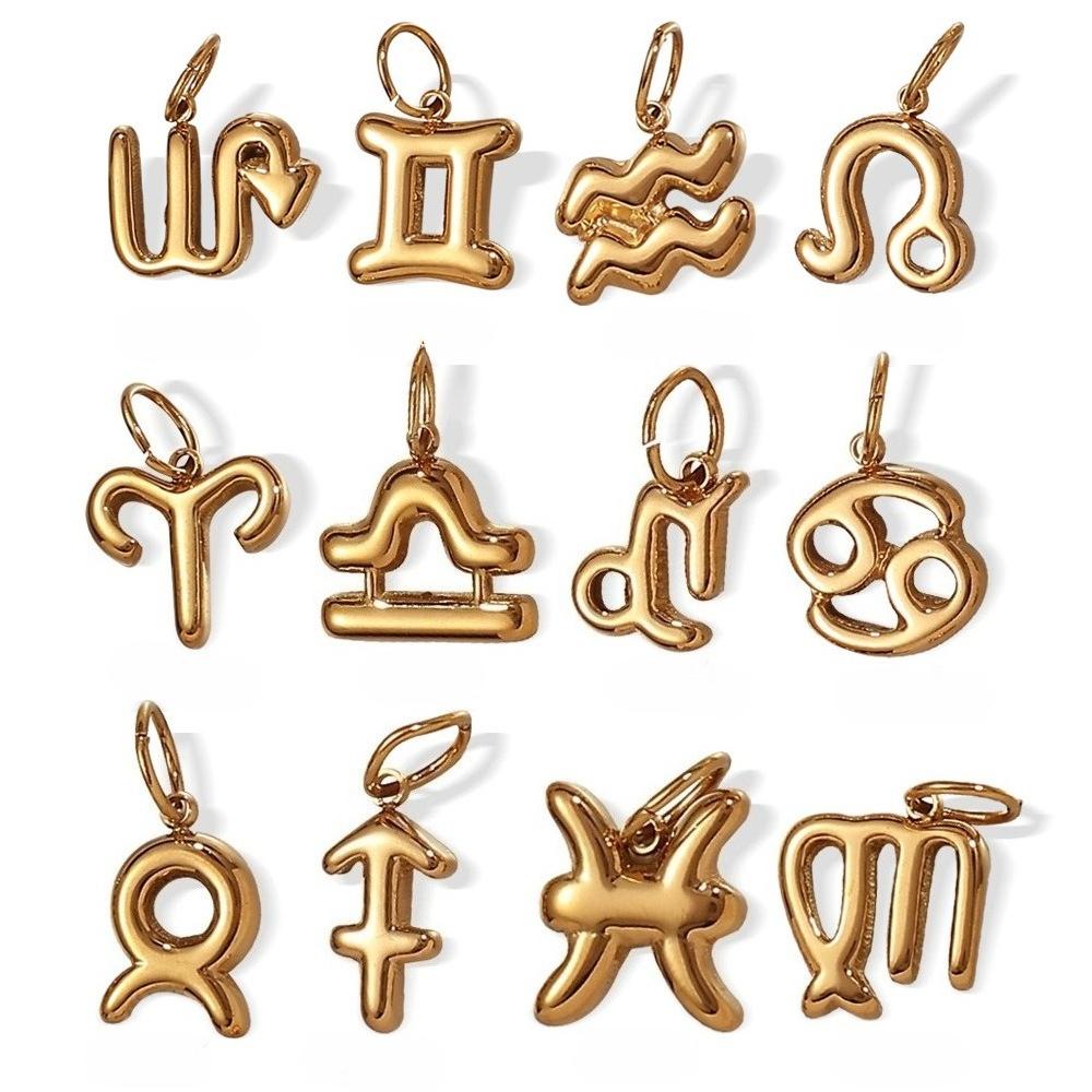 Yori 2Pcs Stainless Steel Zodiac Pendant Accessories for Women Charms Gold Color DIY Accessories Jewelry Making
