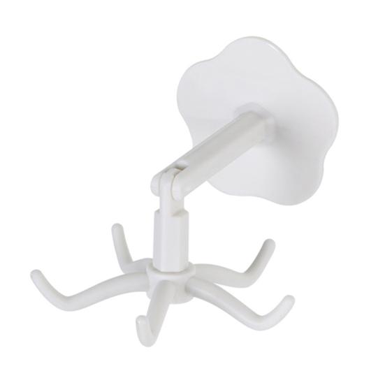 

Крючок для хранения без перфорации, вращающийся на 360 градусов, 5 крючков, настенный крючок, вешалка для полотенец, кухонный органайзер для ванной комнаты белый