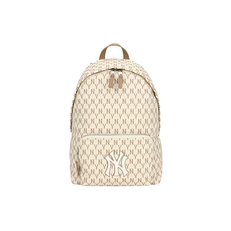 New MLB Monogram Collection Nylon Backpack Large Size Unisex Beige 32BG10941-50B