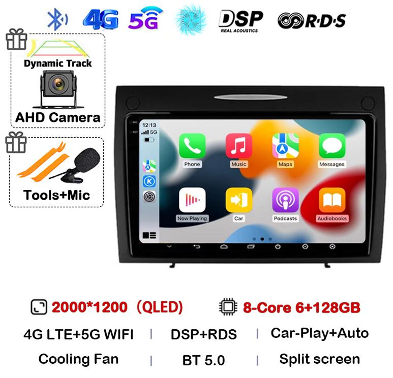 Android 14 Carplay Auto For Mercedes Benz SLK Class R171 SLK200 SLK280 SLK300 2000-2011 Car Radio Multimedia Video Player Stereo