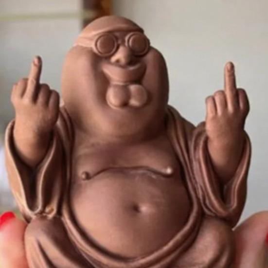 Statua del Buddha con Dito Medio Sorriso Divertente Peter Statuetta di Buddha in Resina Ornamento da Tavolo Buddha Regalo Scherzoso per Amici Famiglia