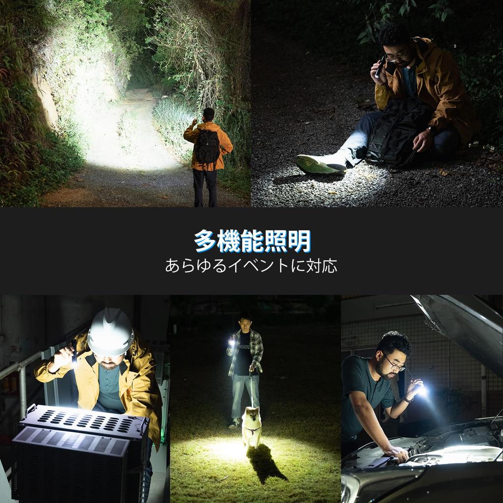 WUBEN L50 Powerful 1200 Lumen Tactical 6 Dimming IP68 Up to 143 Hours of LED Compact and Ideal for Power and Evacuations Flashlight, Rechargeable,