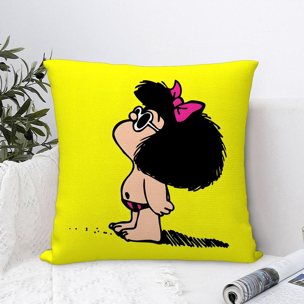 Cartoon M-Mafaldas Pillow Case Sofa Decorative Home Double-sided Print Plush Square Throw Pillow Covers Cushion Decor Cover