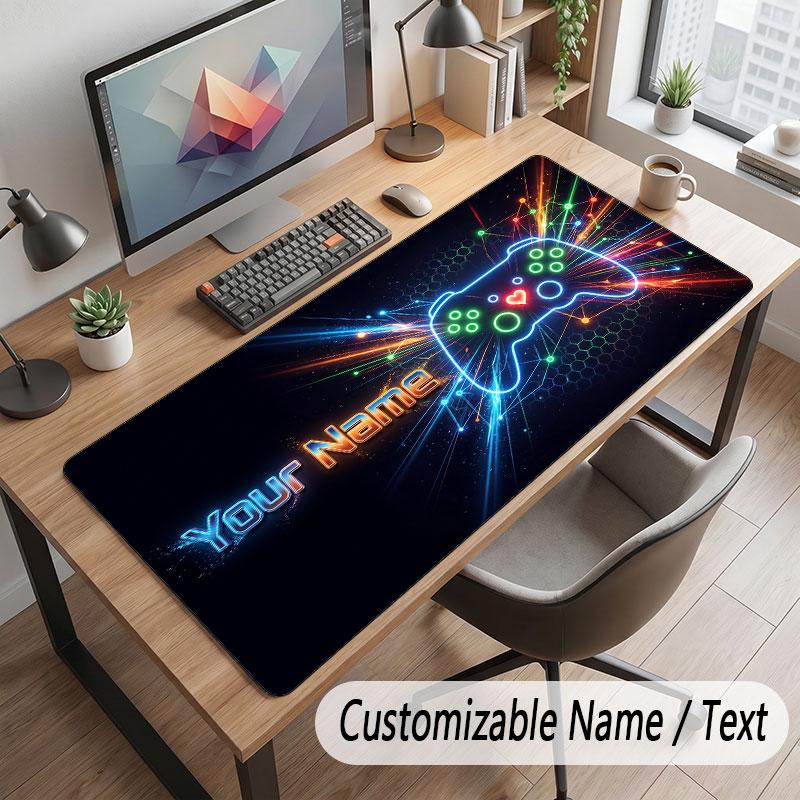 Neon Colorful Theme Customized Mouse Pad Personalized Print Name Text Desk Mat For Home Office Table Decor