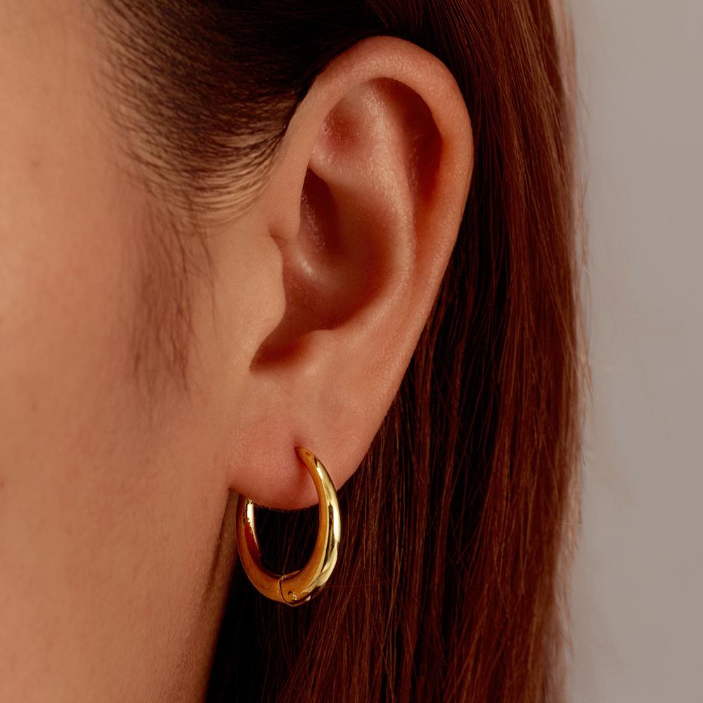 Direct Supply Round Stainless Steel Ear Buckle Women's Versatile Simple Plated 18K Earrings Geometric Trend Earrings