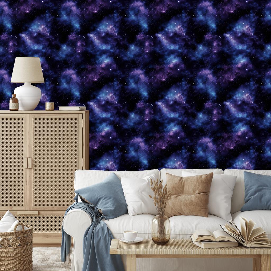 Watercolor Galaxy Wallpaper Navy Blue, Black, Blue and Indigo 50x1000