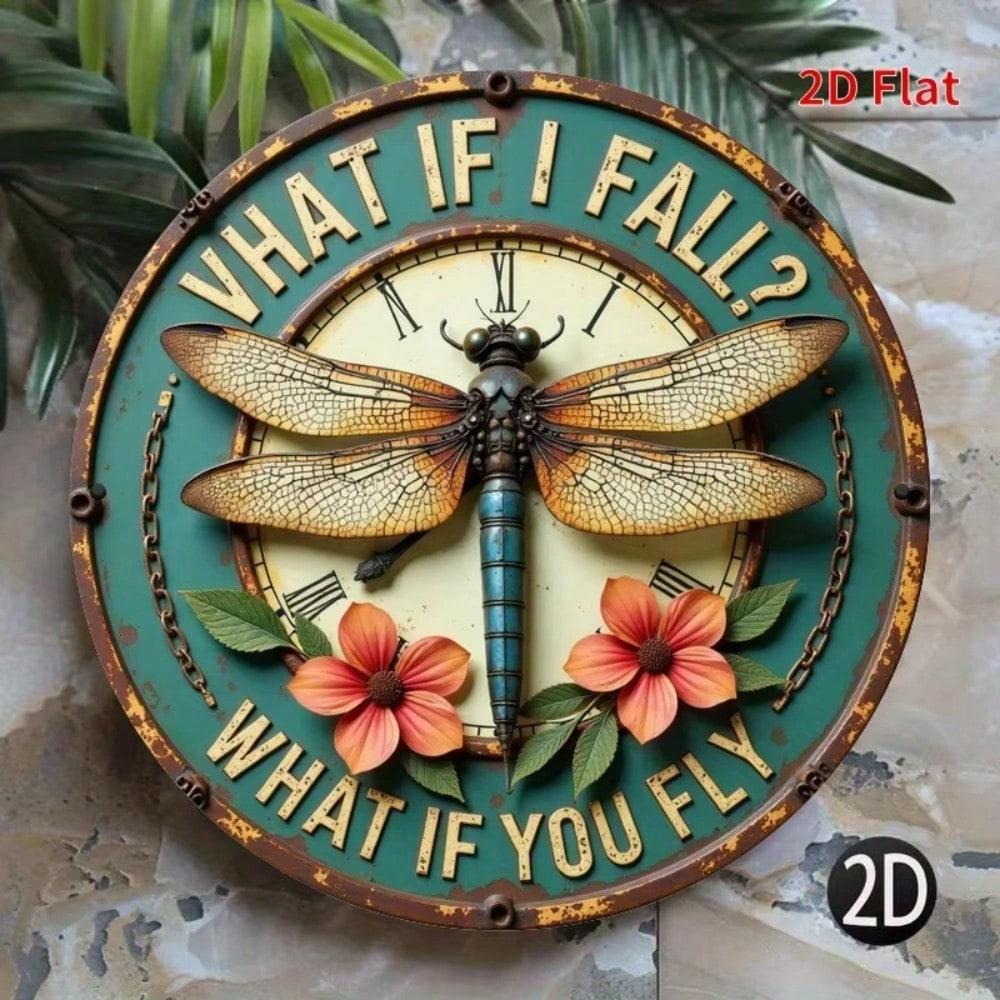 

Metal Round Wall Sign Dragonfly Vintage Home Decor Iron Plaque 20x20 белый