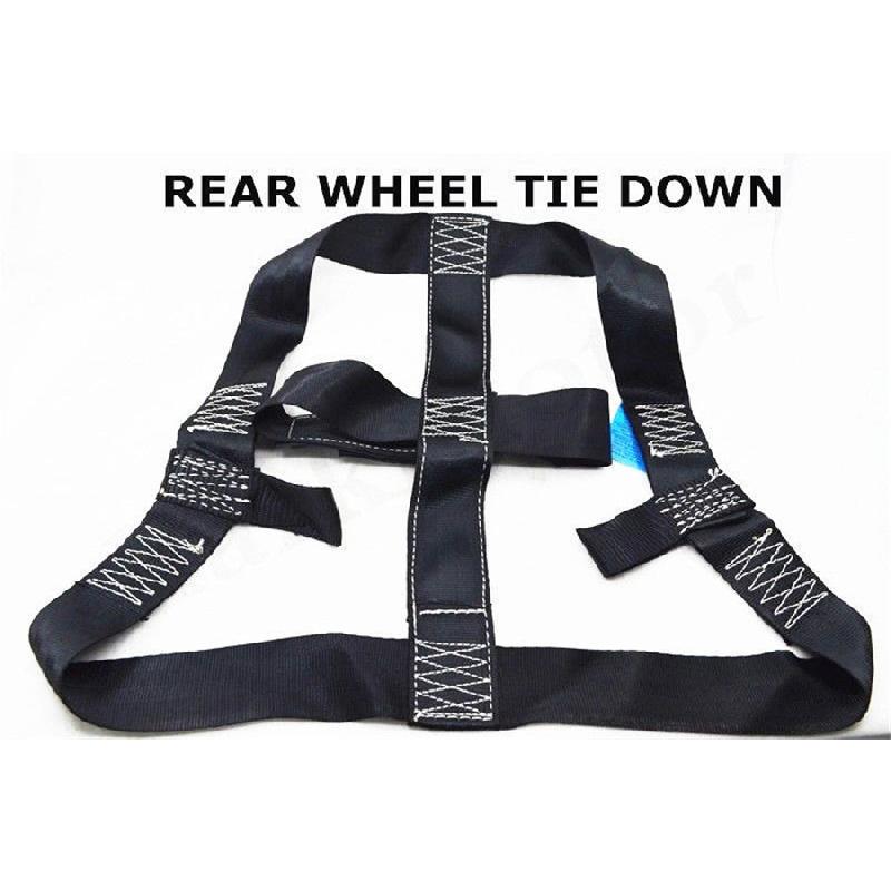 New High Strength Polyester Motorcycle Rear Wheel Transport Bar Tie Down Strap Black