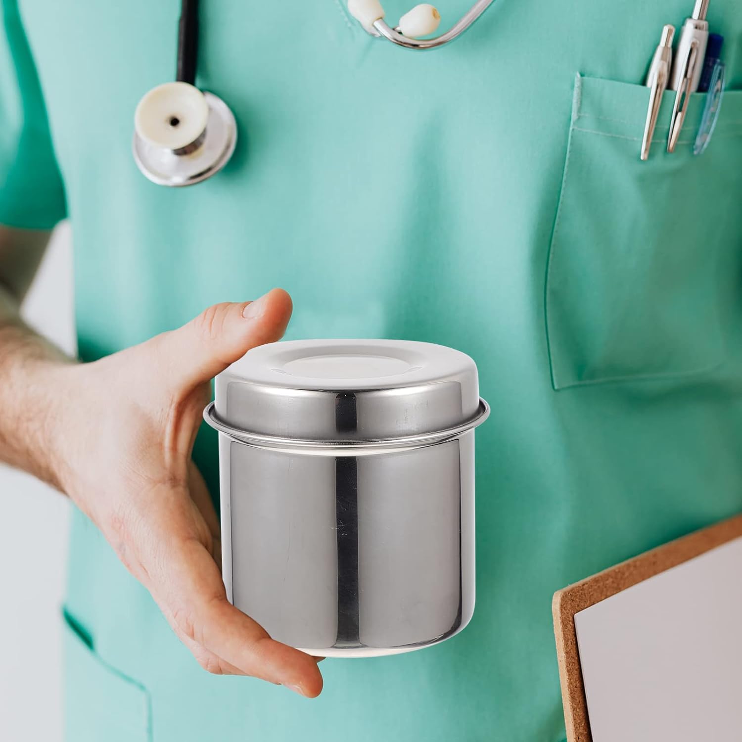 

Healifty Stainless Steel Gauze Jar 2pcs 304 Stainless Steel Jar Cotton Container Bottle Anti Iodine Container for Hospital Storage Bottle