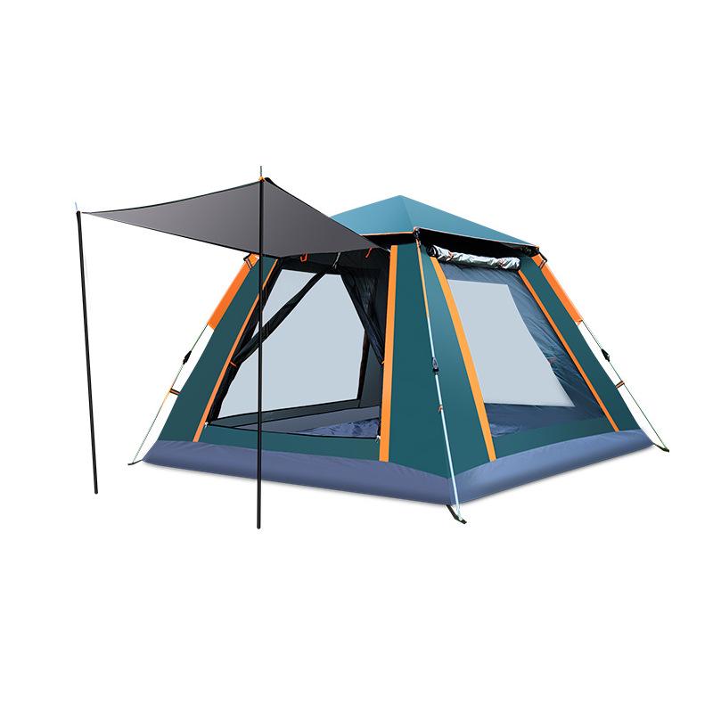 Quick-Open 3-4 Person Portable Camping Tent with Sunshade - Fully Automatic and No Assembly Required