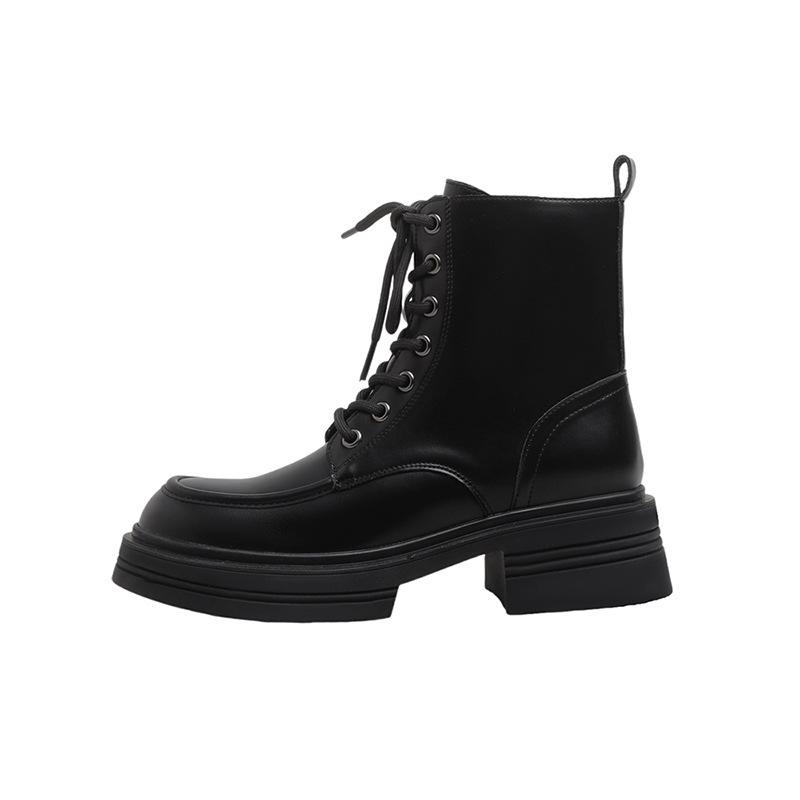 Leather Martin boots women's boots autumn and winter new small height increase thick-soled British style short boots women's single boots