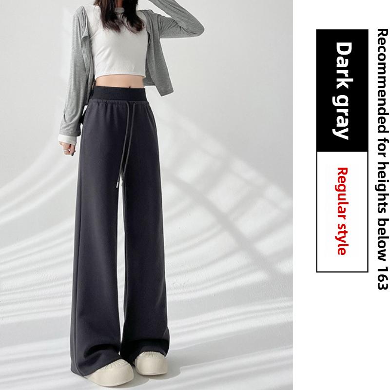 GMXIA Micro-large Sweatpants Women Spring and Autumn High-waisted Thin Casual Sweatpants Loose Drape Dragged Trousers Straight Wide-leg Trousers