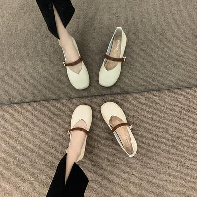 Evening Wind Gentle Single Shoes Women 'S Summer New French Temperament Retro Thick -Soled Thick -Heeled Peas Shoes