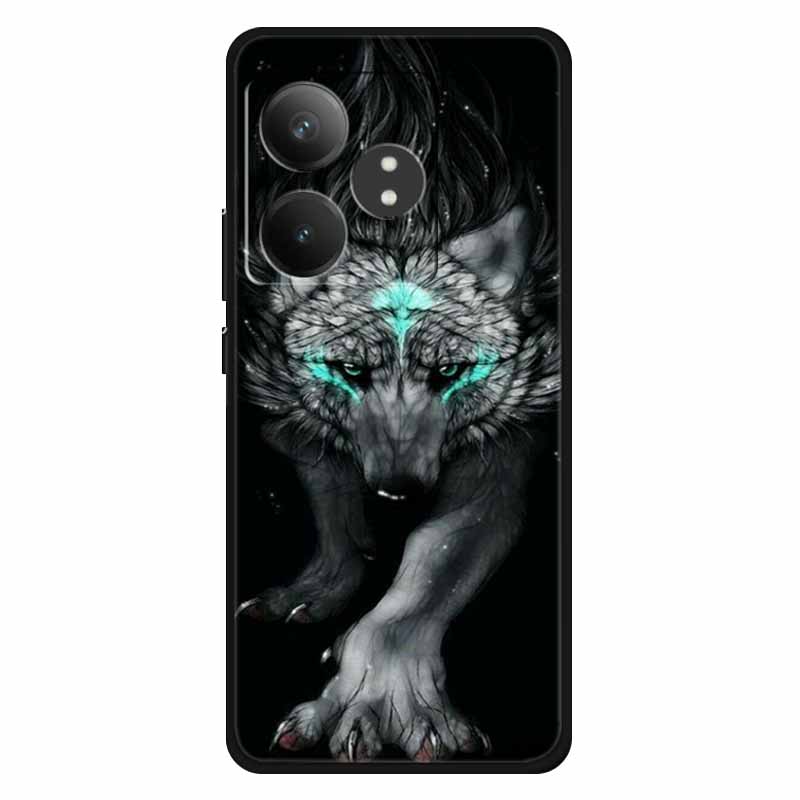 For Realme GT 6T Case Soft Feeling Silicone Luxury Phone Covers For Realme GT 6 GT6 Cases TPU Painted Marble Beautiful GT6t Wolf