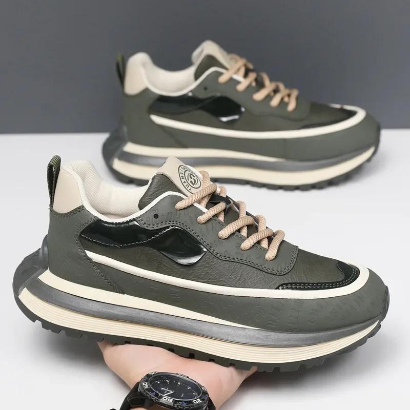 Men's Spring and Autumn Low Top Trendy Versatile Thick Soled Sports Shoes Lace Up Anti Slip High Quality Casual Shoes Tenis 2025