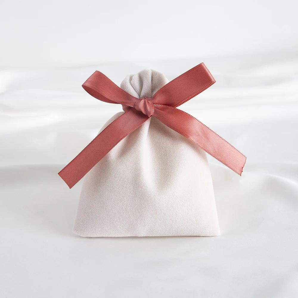 10Pcs 7x9cm 10x12cm 12x15cm 15x20cm Beige Velvet Bag Jewelry Suede Gift Packaging Wedding Favors Candy Earrings Bracelet Pouch